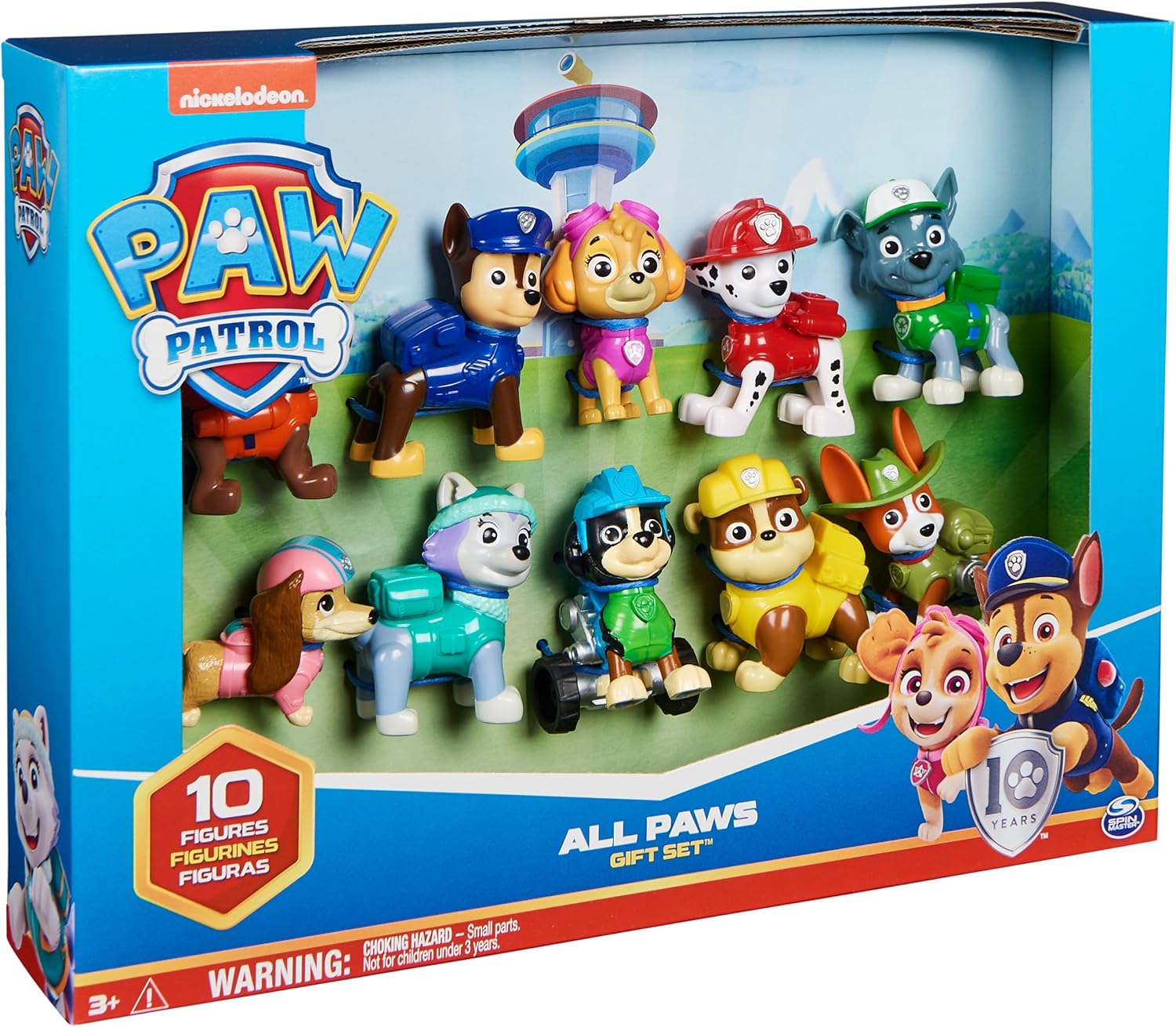 Paw Patrol, 10th Anniversary, All Paws On Deck Toy Figures Gift Pack with 10 Collectible Action Figures, Kids Toys for Ages 3 and up 24hrsmart
